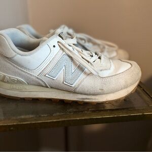 New Balance White and Baby Blue Sneakers